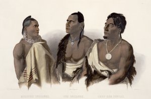 Indianin z Missouri, Indianin Oto i wódz Puncas, tablica 7 z „Podróże po wnętrzu Ameryki Północnej”, ryt. J. Hurlimann, 1844 (akwatinta)